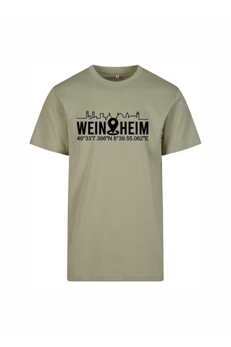 T-Shirt Weinheim Koordinaten Standort (Druckfarbe schwarz)